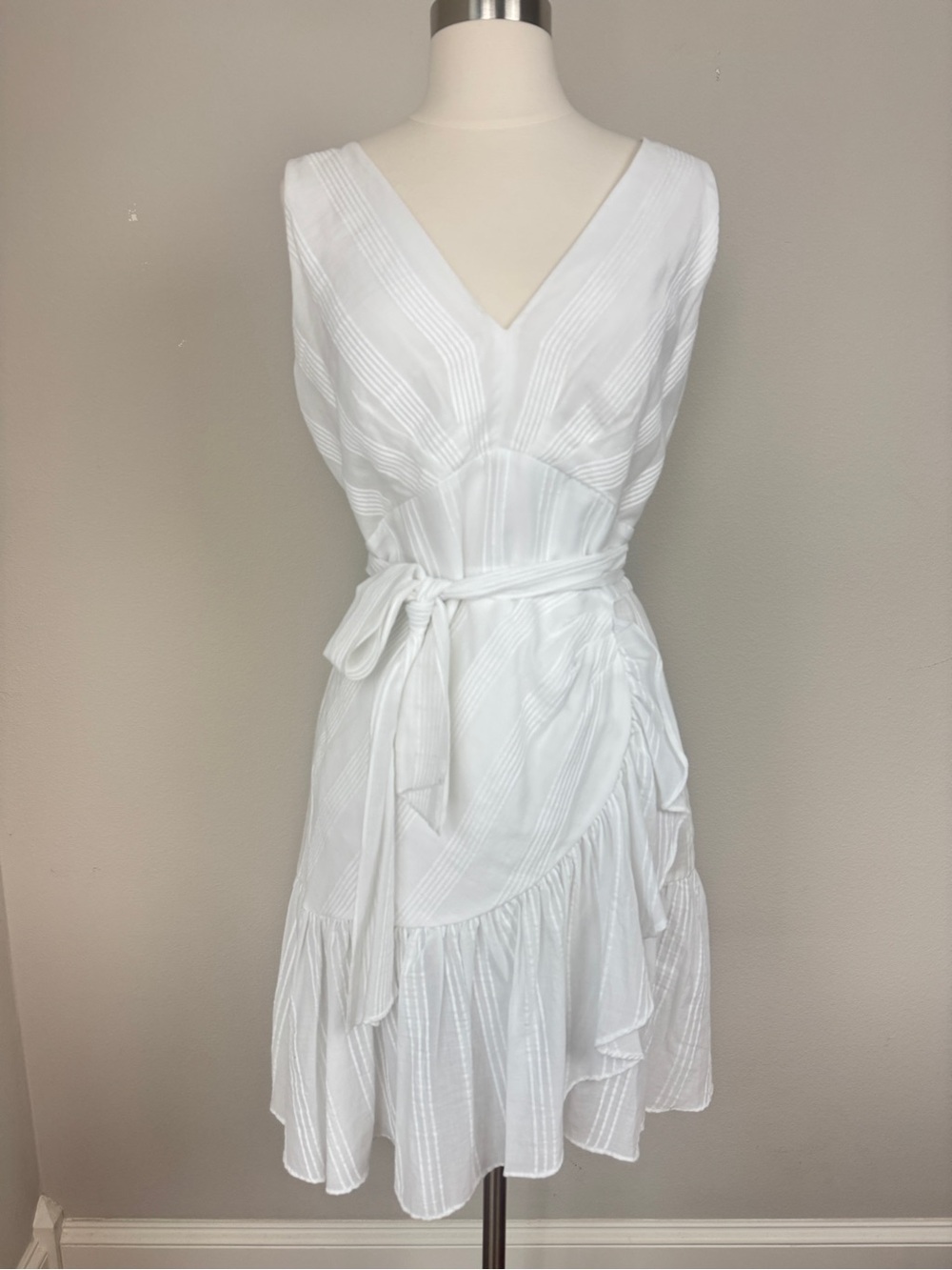Rebecca Taylor White Ruffle Hem Mini Dress Size 10 Romantic Girlie